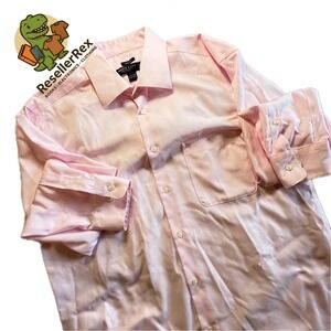 Pronto Uomo Men's Pink Long‎ Sleeve Dress Shirt Non-Iron 16 1/2 34/35 Cotton